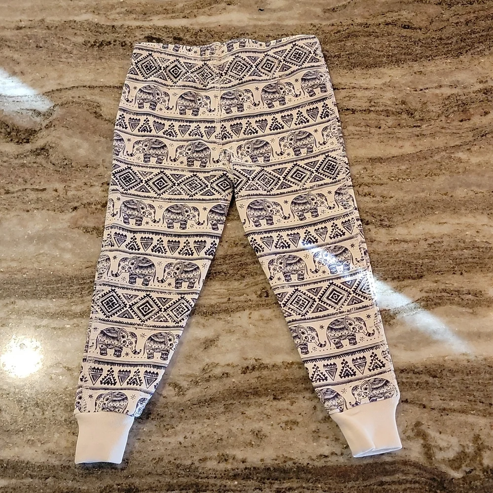 Pajamas For Peace Tranquil Elephant Kids Neutral Organic 2PC Pants Set - Picture 6 of 11
